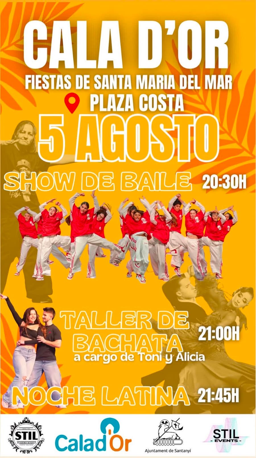 Cartel de Fiestas de Santa Maria del Mar — baile en Cala d'Or